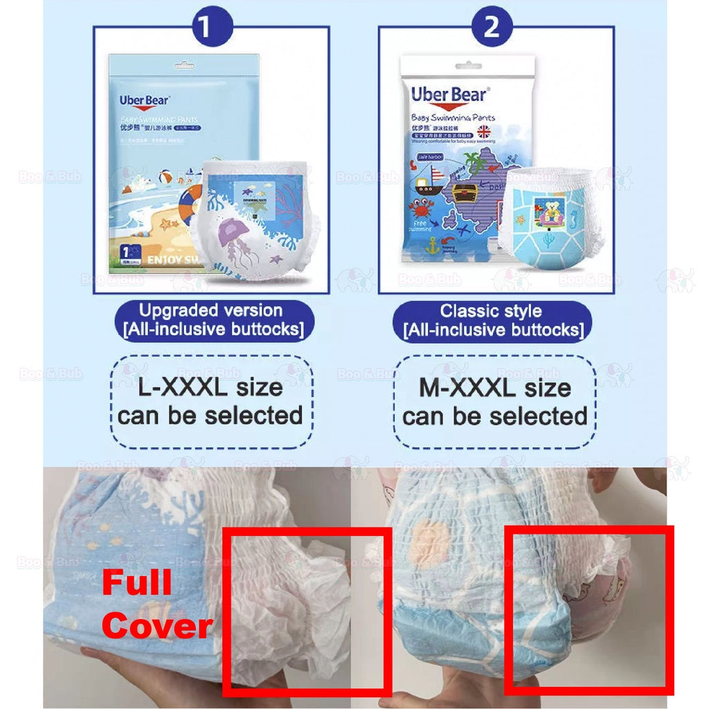 1pc Pack - Uber Bear Disposable Baby Kids Waterproof Leakproof Swimming Diaper| Pant Lampin Renang Bayi 游泳裤子尿片 - Boo & Bub