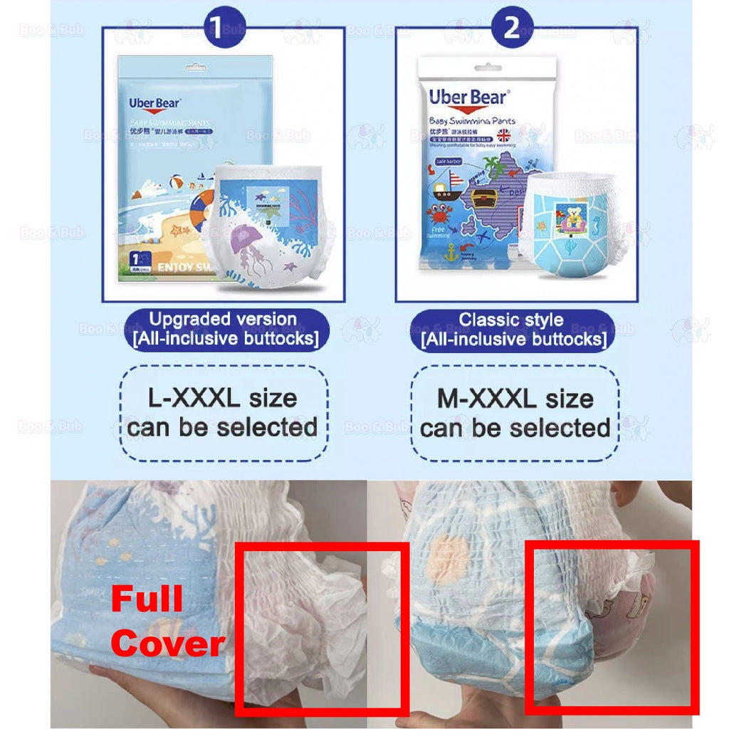 1pc Pack - Uber Bear Disposable Baby Kids Waterproof Leakproof Swimming Diaper| Pant Lampin Renang Bayi 游泳裤子尿片 - Boo & Bub