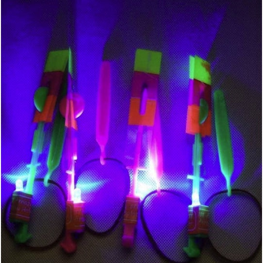 LED Slingshot Bamboo Shoe | Dragonfly Parachute Light Shooting Catapult Flying Arrows Kids Toys for Kid - Boo & Bub
