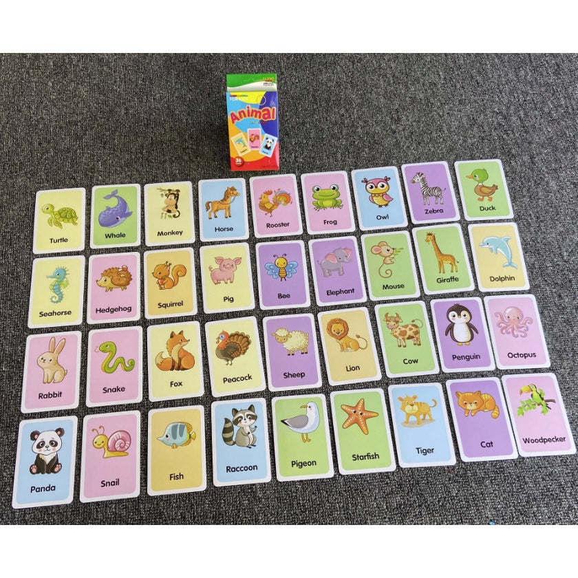 36pcs Double Side Big Flash Cards | Baby Children Cognition Body Parts Animal Fruits Flashcards Montessori - Boo & Bub