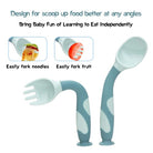 Flexible Baby spoon and fork set with travel case | Easy to hold utensils for toddler kid feeding dining set - Boo & Bub