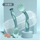 Flexible Baby spoon and fork set with travel case | Easy to hold utensils for toddler kid feeding dining set - Boo & Bub
