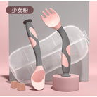 Flexible Baby spoon and fork set with travel case | Easy to hold utensils for toddler kid feeding dining set - Boo & Bub
