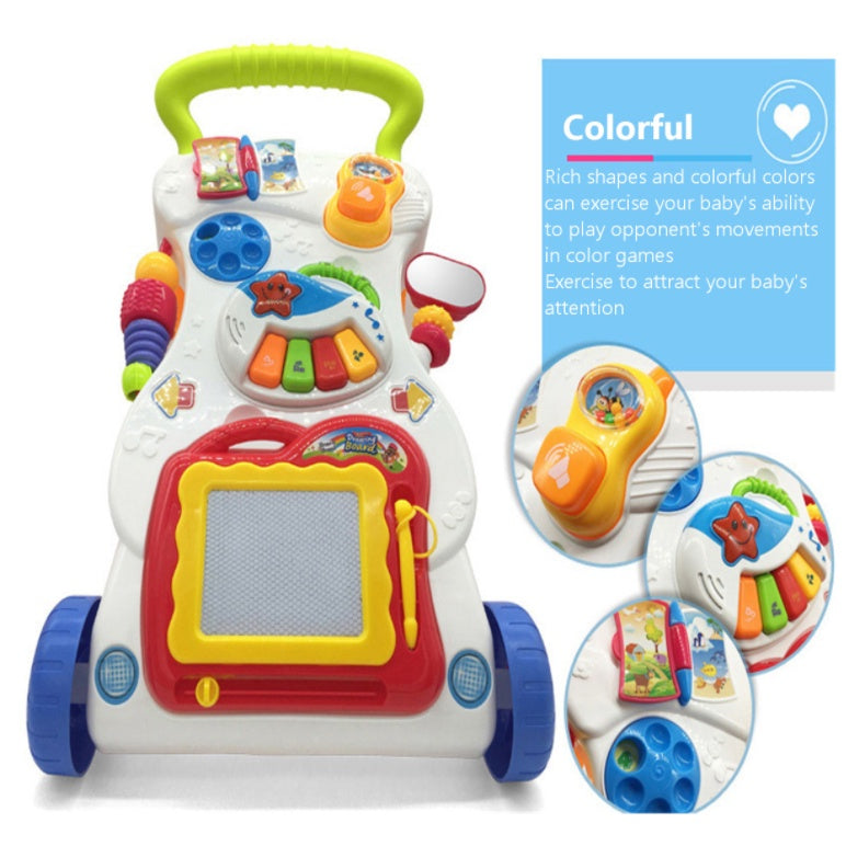 Baby Walker | Stand-to-Sit Trolley High Quality Kids Gift For Toddler Learning Walk Music Piano Phone Drawing Toy - Boo & Bub
