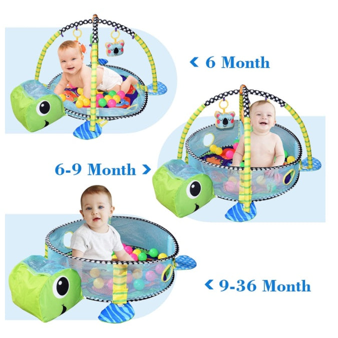 3-in-1 Baby Activity Gym Mat | Crawling Blanket Infant Game Pad Play Rug Turtle Design Play Mat Children Kids Gift - Boo & Bub