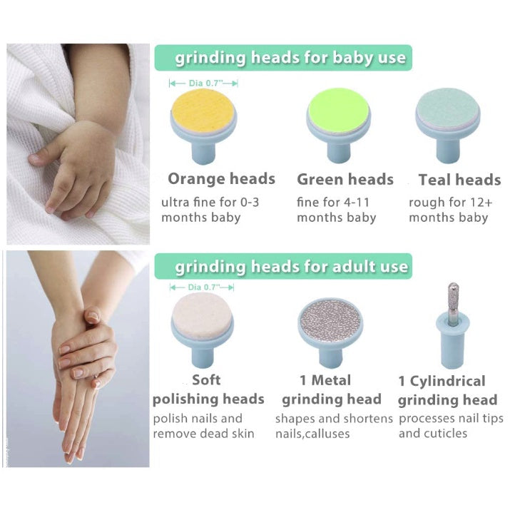 Electric Baby Nail Trimmer | Kids Scissors Infant Nail Care Safe Nail Clipper Cutter For Nail grooming - Boo & Bub