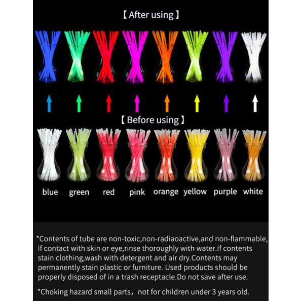 100PCS Glow Sticks | Kid Fun Safe Light Stick Necklace Bracelets Fluorescent Event Festive Party Supplies Concert - Boo & Bub