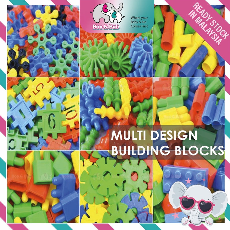MULTI DESIGN Building Blocks | Early Learning Montessori Kid Play Bricks Number Pipe Puzzle | Budak Mainan Lego