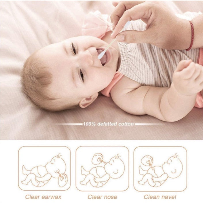 100pcs/pack Cotton Buds | Disposable Cotton Swabs Double Head Tipped Aplicator Beauty Makeup Nose Baby Putik k - Boo & Bub
