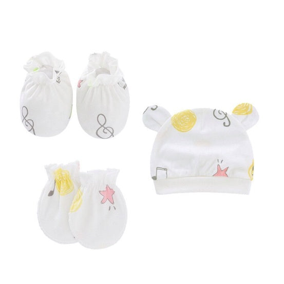 Set of 3 Newborn Cartoon Hat Gloves Socks Set for Baby Boy&Girl | Soft Cotton Booties Mittens - Boo & Bub