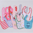Boo&Bub Newborn Cute Print Bib | Baby Bib With Button | double layers Cartoon Character Animal - Boo & Bub