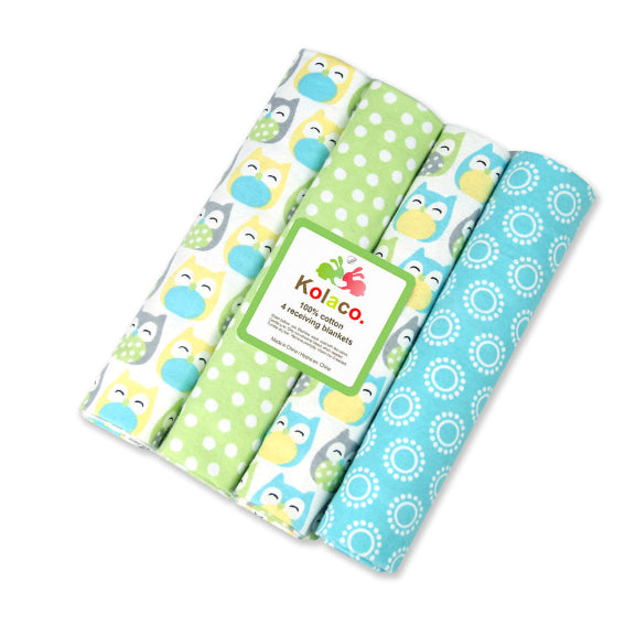 Boo&Bub 102 x 76 cm 4pcs/pack baby blankets | newborn crib sheets cot linen 100% cotton Flannel printing Muslin Diaper - Boo & Bub