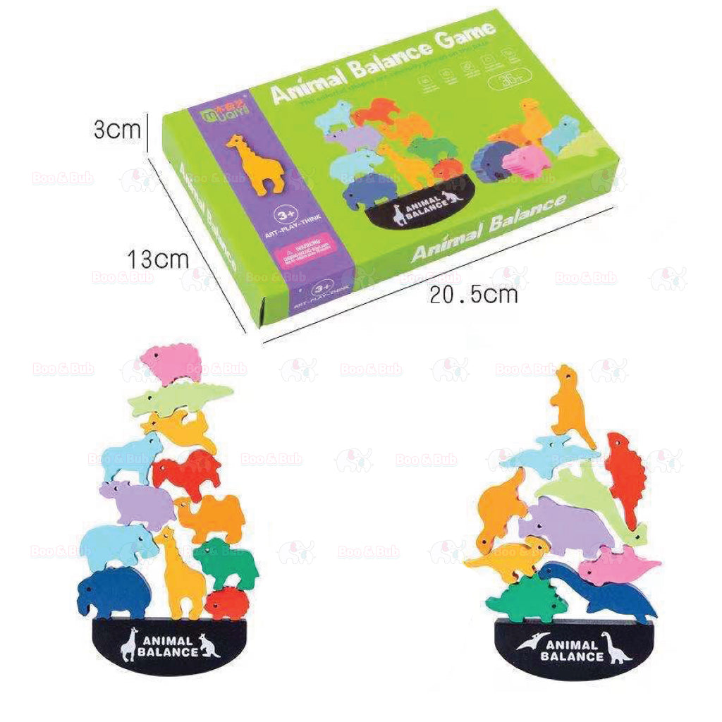 Boo&Bub Wooden Training Balance Game Kit | Baby Learning Montessori Animals Balance Toys Educational Toys - Boo & Bub