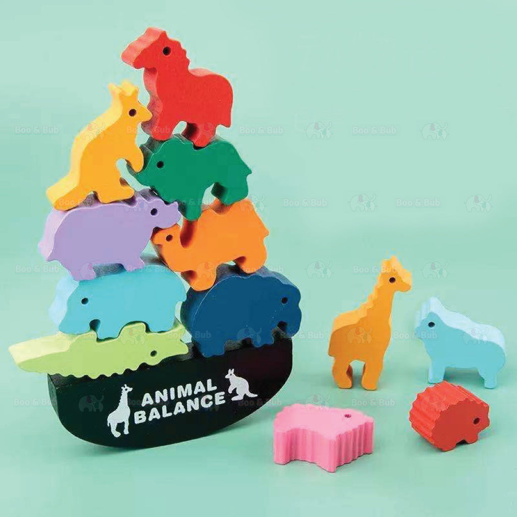 Boo&Bub Wooden Training Balance Game Kit | Baby Learning Montessori Animals Balance Toys Educational Toys - Boo & Bub