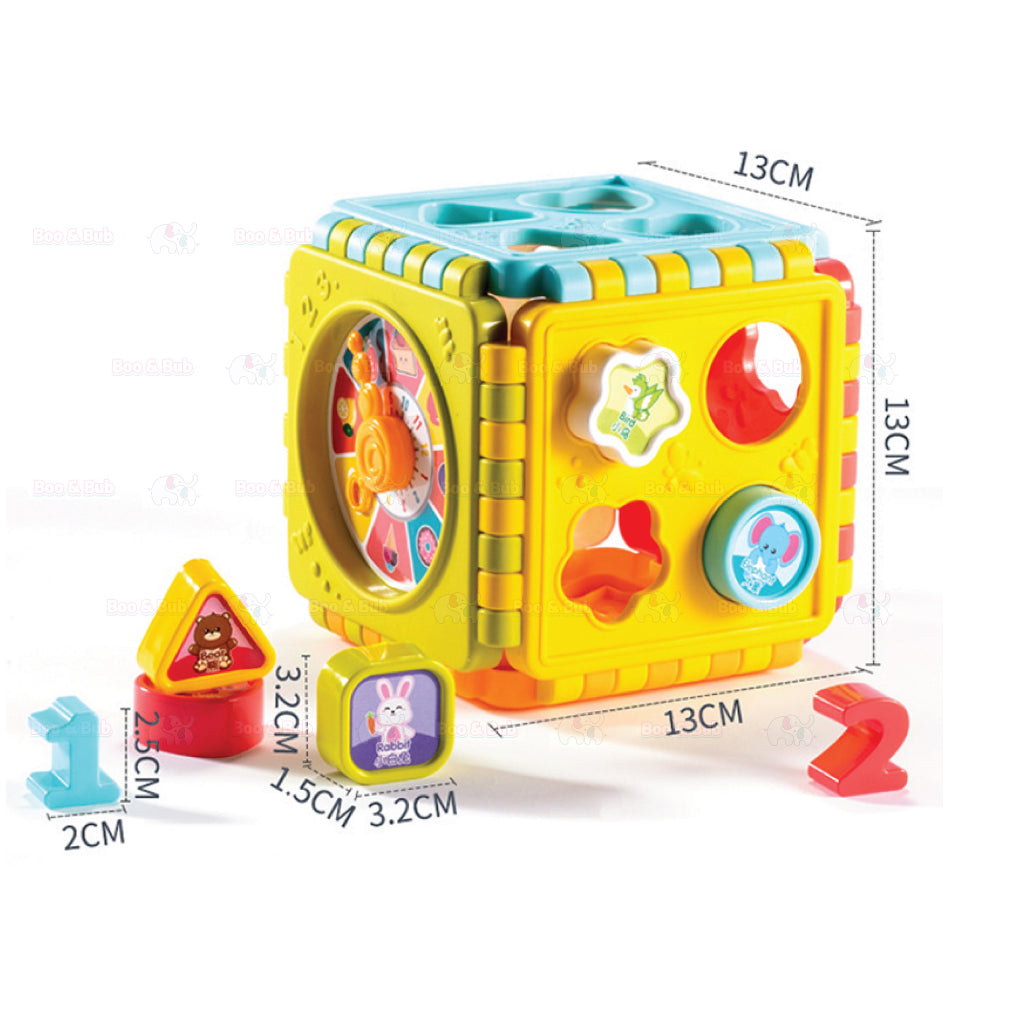 Boo&Bub Baby Activity Cube | 6 Sided Musical Shape Sorting Matching Box Cube Toy - Boo & Bub