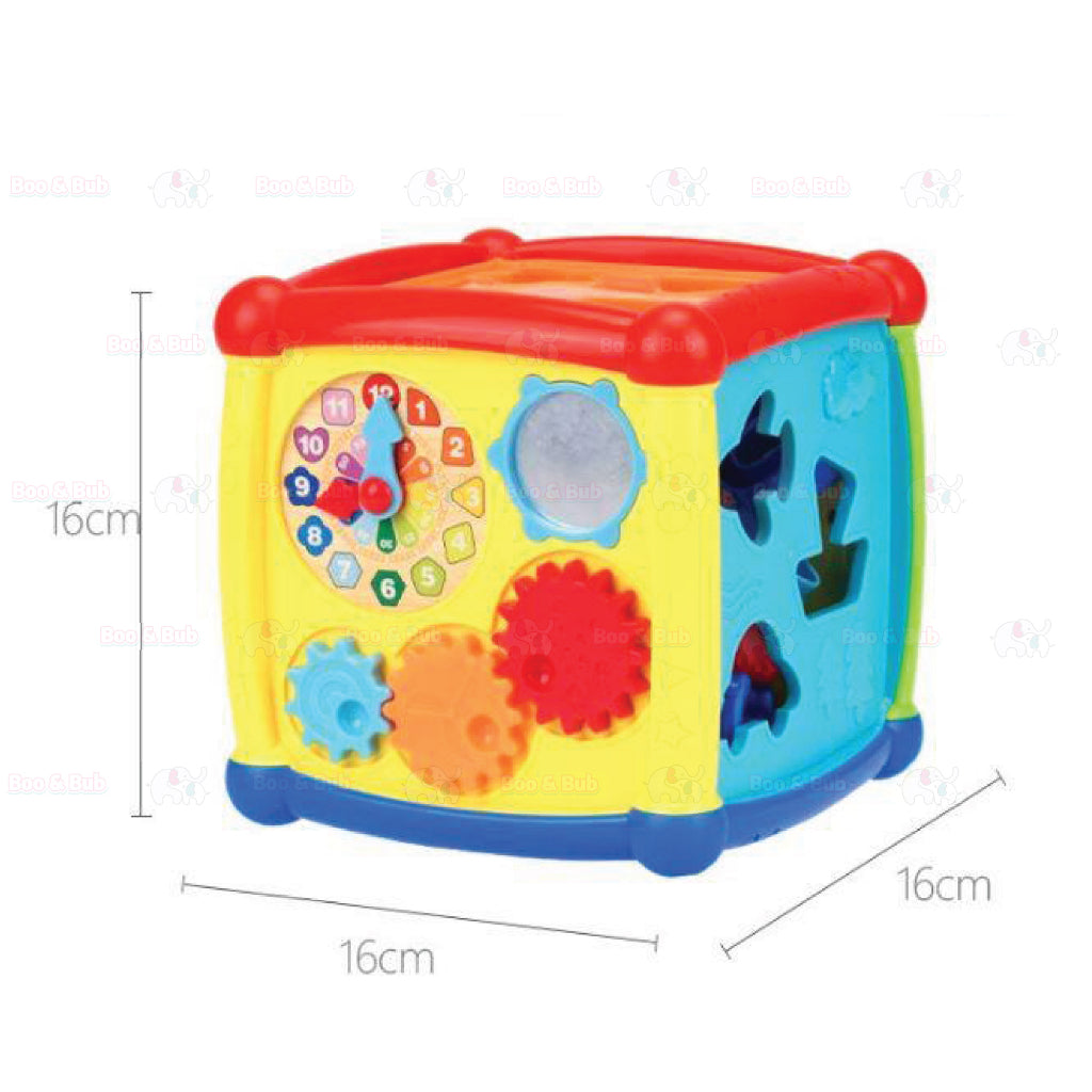 Boo&Bub Baby Activity Cube | 6 Sided Musical Shape Sorting Matching Box Cube Toy - Boo & Bub