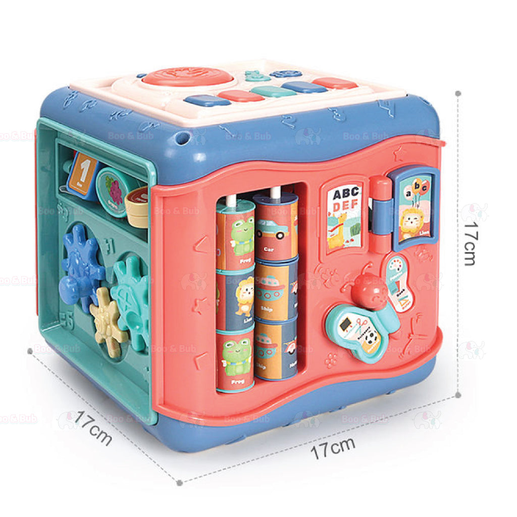 Boo&Bub Baby Activity Cube | 6 Sided Musical Shape Sorting Matching Box Cube Toy - Boo & Bub