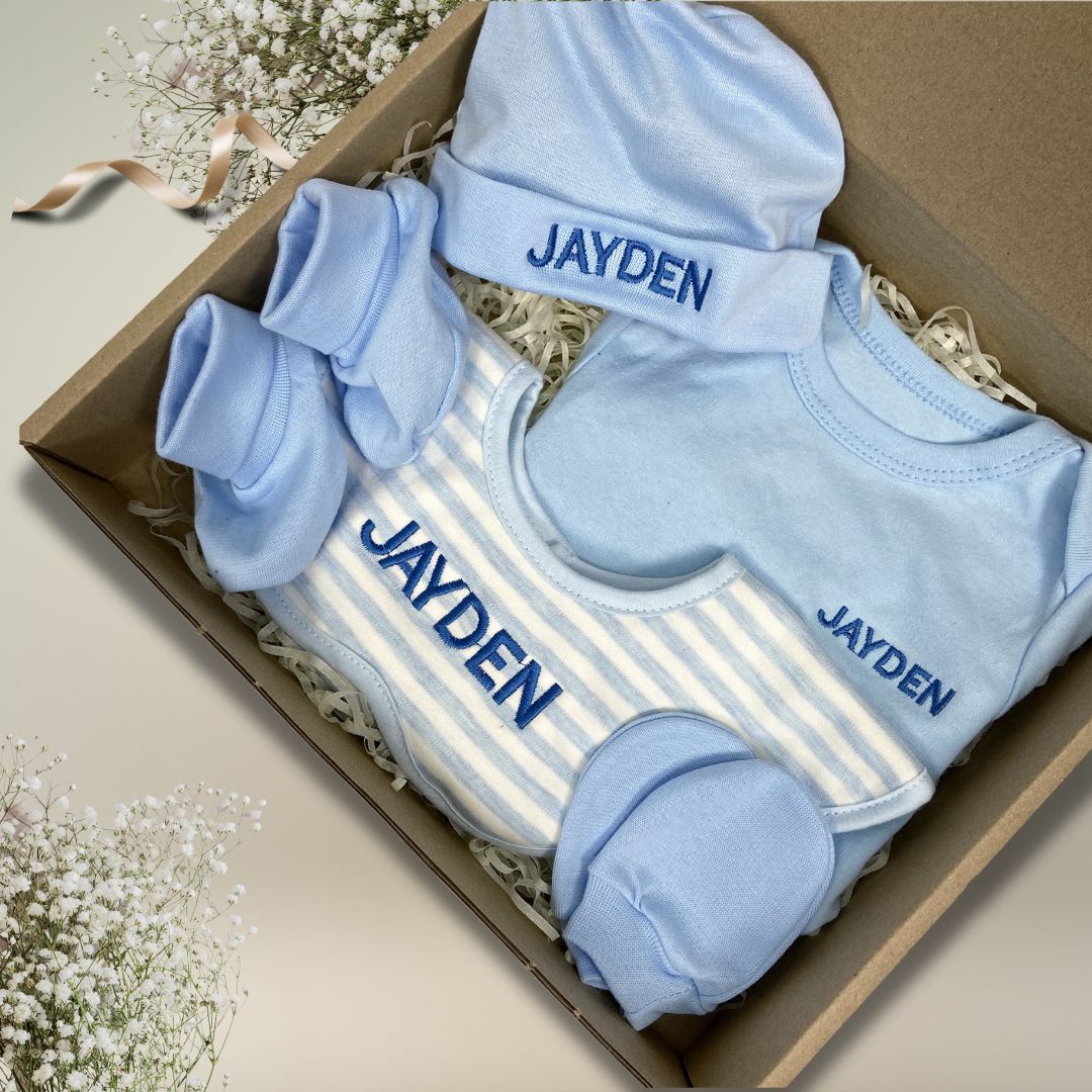Personalized name embroidery newborn baby gift box set ( SULAM NAMA) - Boo & Bub