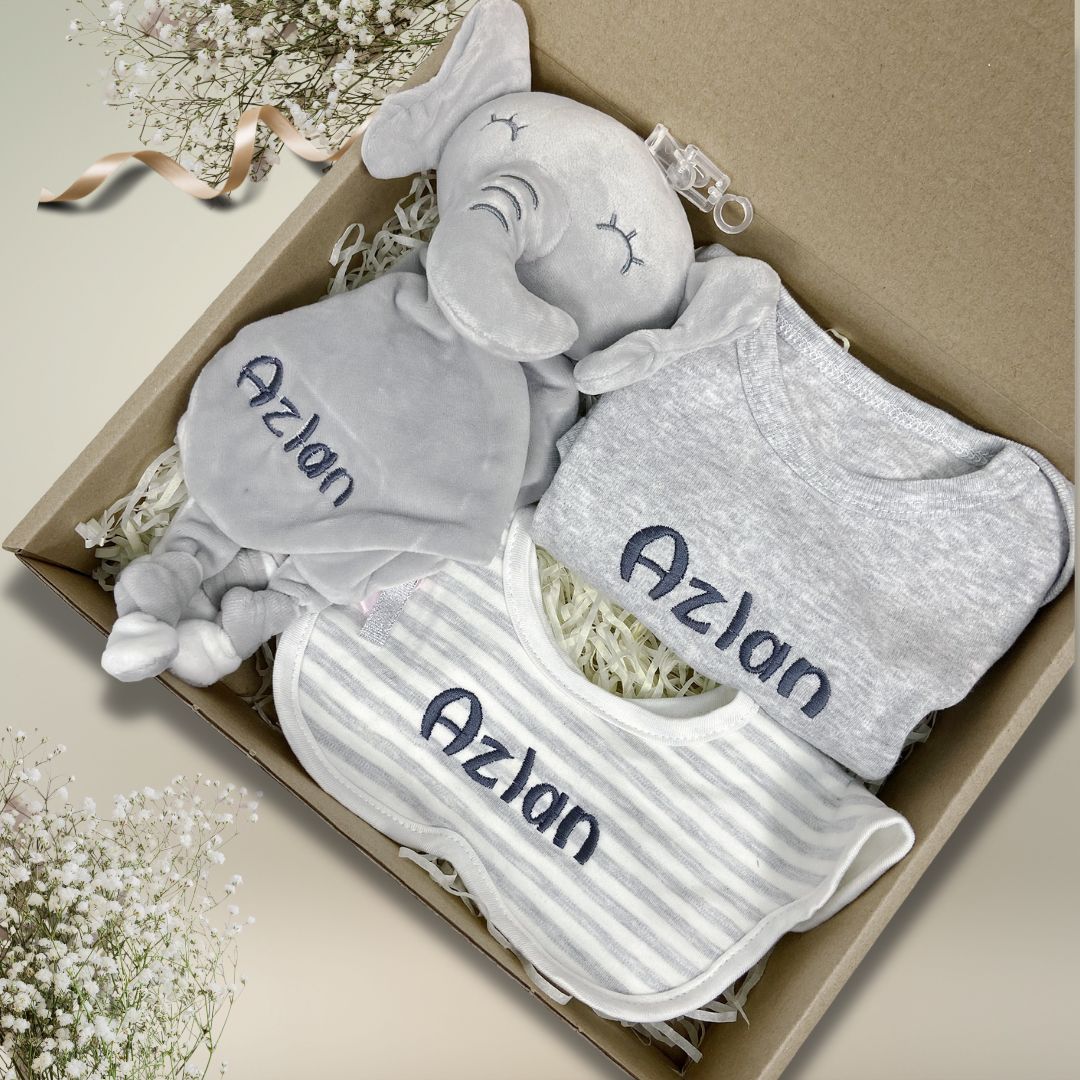 Personalized name embroidery newborn baby gift box set ( SULAM NAMA) - Boo & Bub