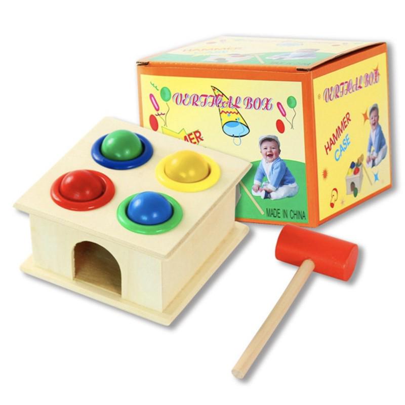 Wooden Knock Ball Hammer Educational Montessori Early Learning Toy | Mainan edukasi knock the ball wooden kayu - Boo & Bub