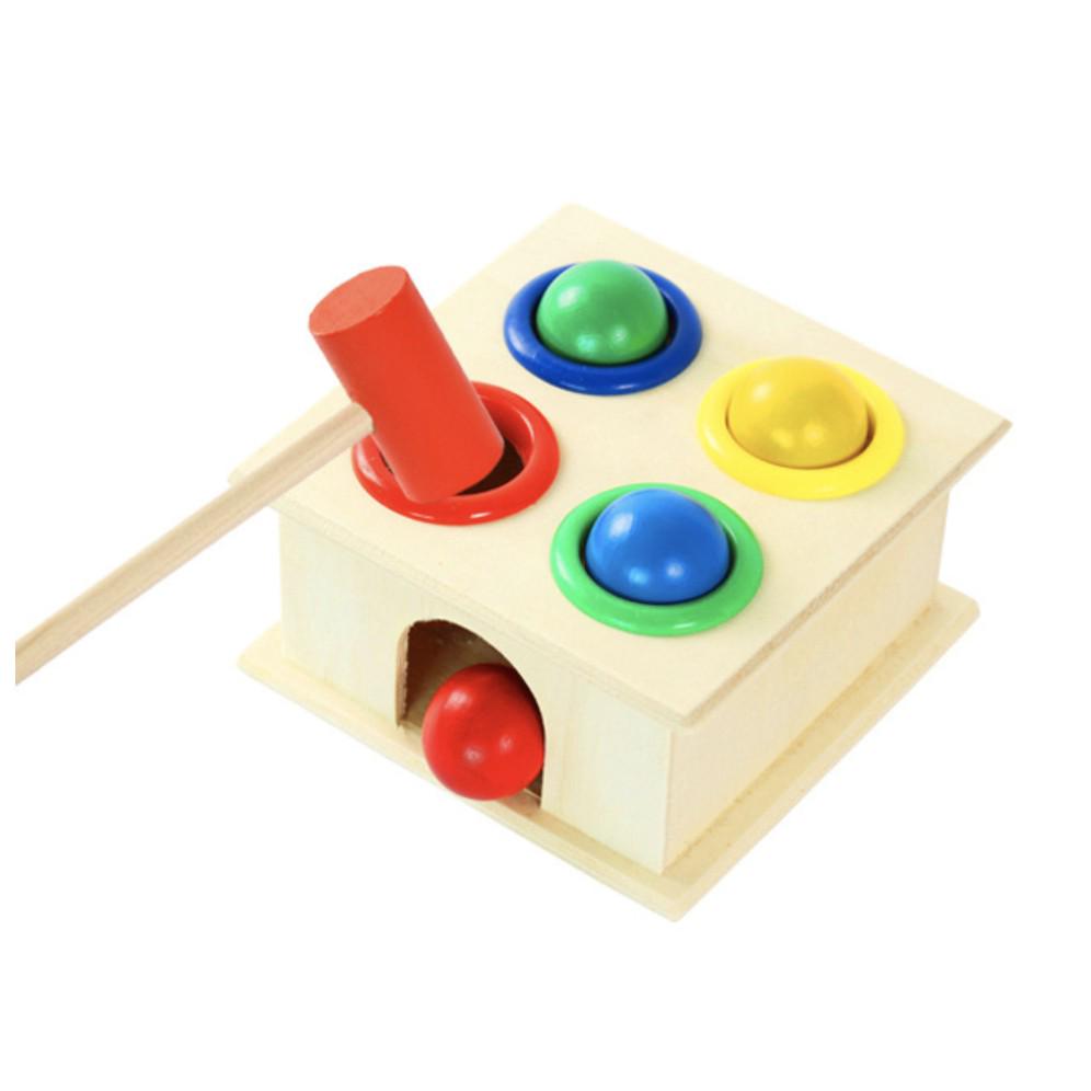Wooden Knock Ball Hammer Educational Montessori Early Learning Toy | Mainan edukasi knock the ball wooden kayu - Boo & Bub