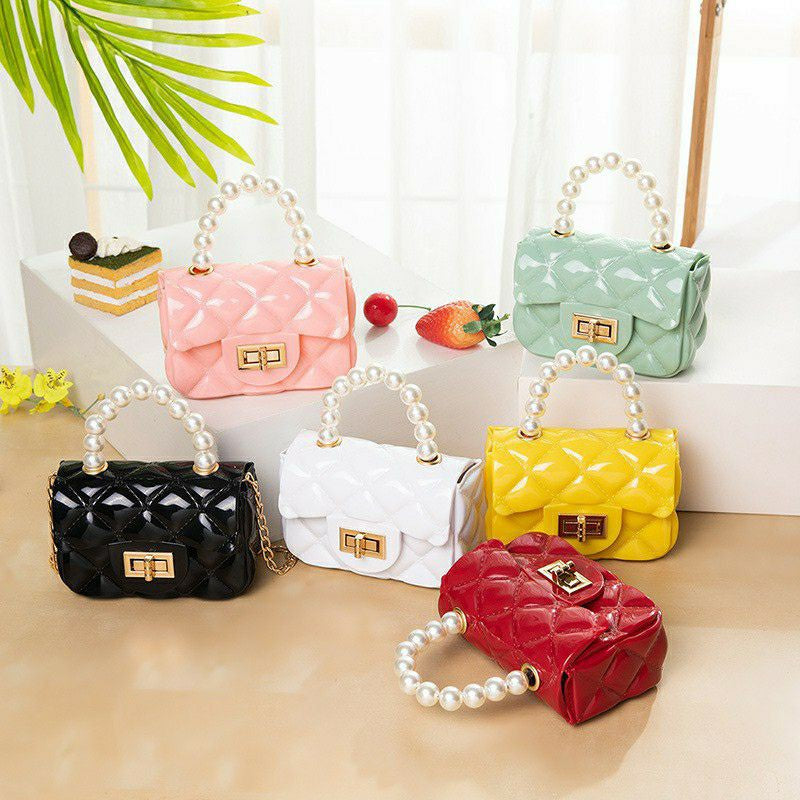 Mini Pearl Handbag | Elegant Shoulder Messenger Portable Chain Bag Girl PVC Jelly Bag Crossbody Small Square - Boo & Bub