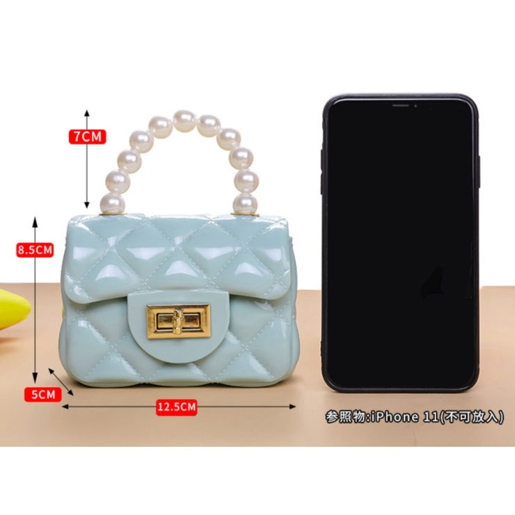 Mini Pearl Handbag | Elegant Shoulder Messenger Portable Chain Bag Girl PVC Jelly Bag Crossbody Small Square - Boo & Bub