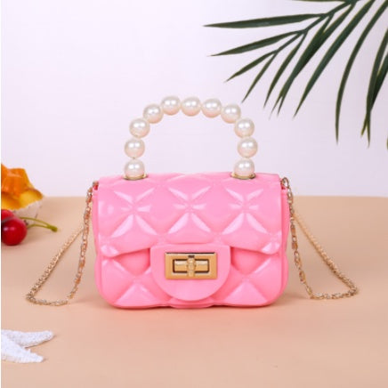 Mini Pearl Handbag | Elegant Shoulder Messenger Portable Chain Bag Girl PVC Jelly Bag Crossbody Small Square - Boo & Bub