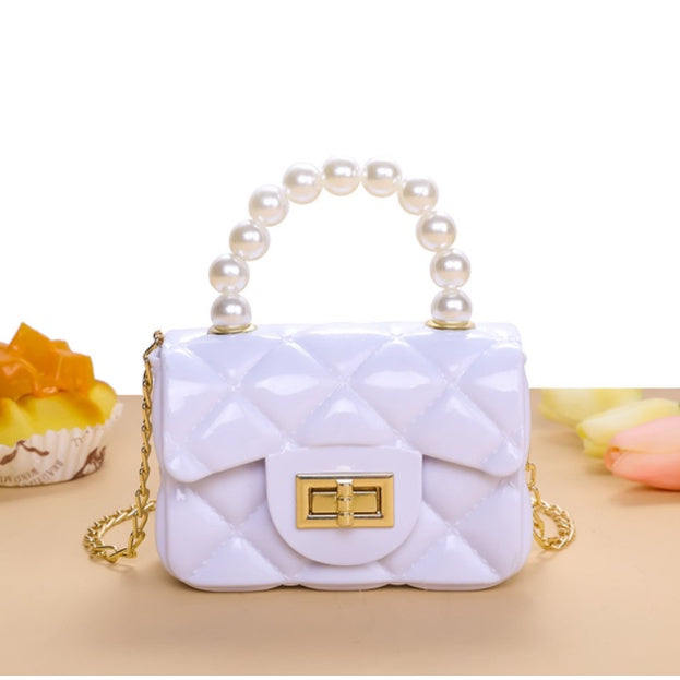 Mini Pearl Handbag | Elegant Shoulder Messenger Portable Chain Bag Girl PVC Jelly Bag Crossbody Small Square - Boo & Bub