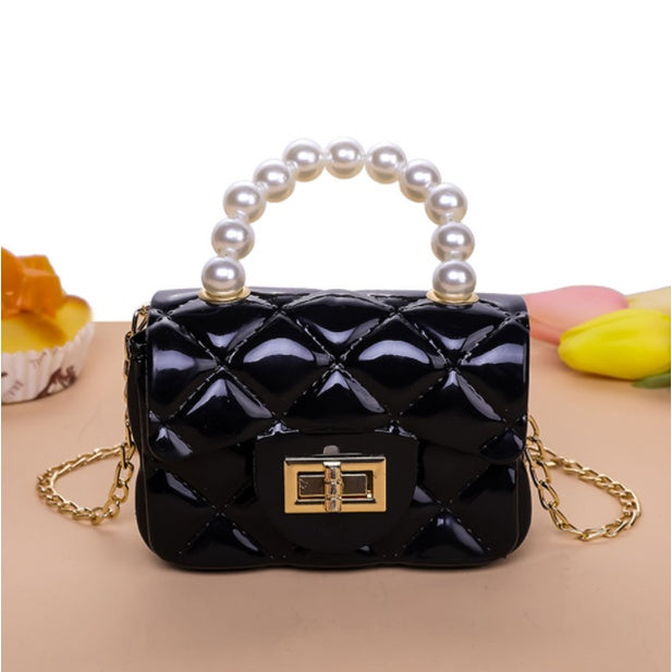 Mini Pearl Handbag | Elegant Shoulder Messenger Portable Chain Bag Girl PVC Jelly Bag Crossbody Small Square - Boo & Bub