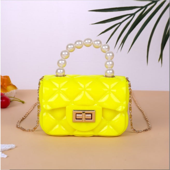 Mini Pearl Handbag | Elegant Shoulder Messenger Portable Chain Bag Girl PVC Jelly Bag Crossbody Small Square - Boo & Bub