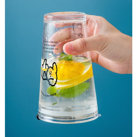 450ML Glass Cup | Juice Straw Mug with Scale Transparent Graffiti Style Kid Gift Portable Milk Drink Water Bottle - Boo & Bub