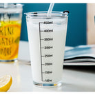450ML Glass Cup | Juice Straw Mug with Scale Transparent Graffiti Style Kid Gift Portable Milk Drink Water Bottle - Boo & Bub