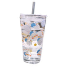450ML Glass Cup | Juice Straw Mug with Scale Transparent Graffiti Style Kid Gift Portable Milk Drink Water Bottle - Boo & Bub