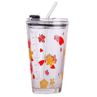 450ML Glass Cup | Juice Straw Mug with Scale Transparent Graffiti Style Kid Gift Portable Milk Drink Water Bottle - Boo & Bub