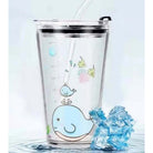 450ML Glass Cup | Juice Straw Mug with Scale Transparent Graffiti Style Kid Gift Portable Milk Drink Water Bottle - Boo & Bub