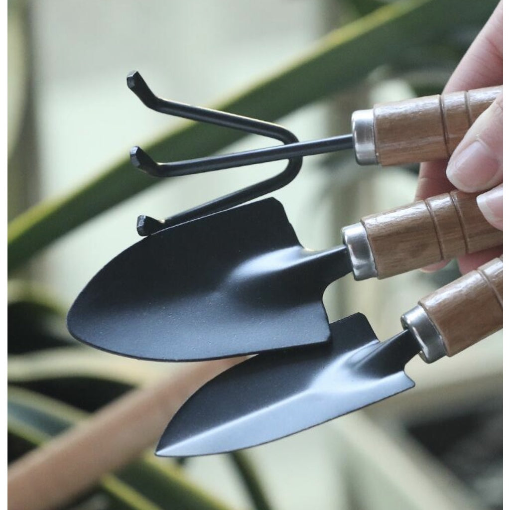 3 PCS  Mini Garden Tools |Small Multifunction Shovel Rake Spade with Nonslip Wooden Handle Household Potted Flower - Boo & Bub