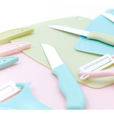 3pcs Travel Set Ceramic Knife Set | Fruit/Vegetable Peeler Mini Cutting Board Colorful - Boo & Bub