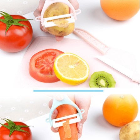 3pcs Travel Set Ceramic Knife Set | Fruit/Vegetable Peeler Mini Cutting Board Colorful - Boo & Bub