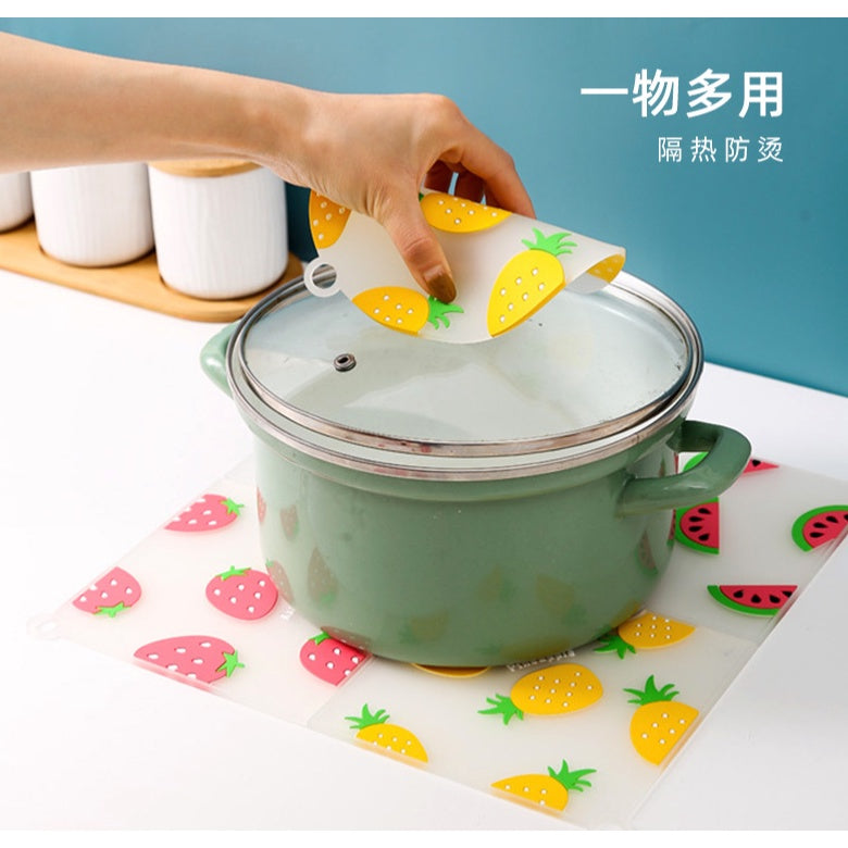 Pot Coasters | Fruit Design Silicone Heat Insulation Pad / Meal High Temperature Table Mat with Anti-scald - Boo & Bub