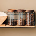 Airtight Canister Clear Jars | Good Quality Glass Food Storage Coffee Tea Storage Jar Can with Wood Lids - Boo & Bub