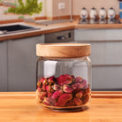 Airtight Canister Clear Jars | Good Quality Glass Food Storage Coffee Tea Storage Jar Can with Wood Lids - Boo & Bub