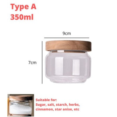 Airtight Canister Clear Jars | Good Quality Glass Food Storage Coffee Tea Storage Jar Can with Wood Lids - Boo & Bub