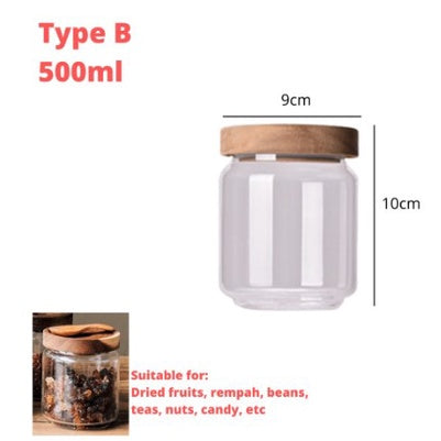 Airtight Canister Clear Jars | Good Quality Glass Food Storage Coffee Tea Storage Jar Can with Wood Lids - Boo & Bub