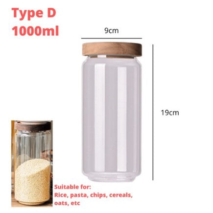 Airtight Canister Clear Jars | Good Quality Glass Food Storage Coffee Tea Storage Jar Can with Wood Lids - Boo & Bub