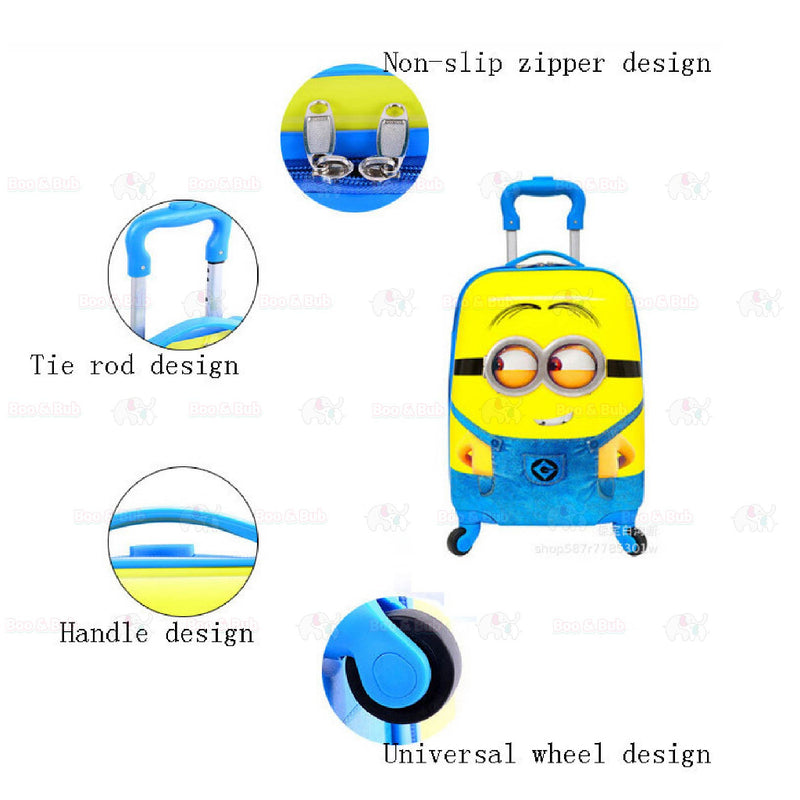 3D Cartoon Travel & School Trolley Kids Luggage Bag | Kid Travel Suitcase