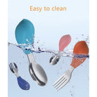 2PCS Soft Silicone Baby Spoon Set | Baby Infact Tableware Feeding Dishes Tableware For Kids Learn To Eat Training - Boo & Bub