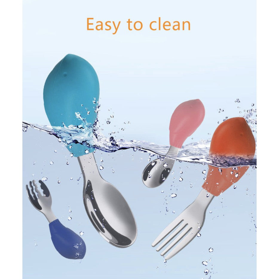 2PCS Soft Silicone Baby Spoon Set | Baby Infact Tableware Feeding Dishes Tableware For Kids Learn To Eat Training - Boo & Bub