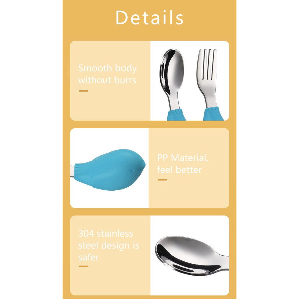 2PCS Soft Silicone Baby Spoon Set | Baby Infact Tableware Feeding Dishes Tableware For Kids Learn To Eat Training - Boo & Bub