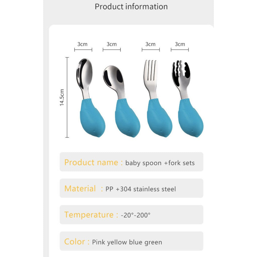 2PCS Soft Silicone Baby Spoon Set | Baby Infact Tableware Feeding Dishes Tableware For Kids Learn To Eat Training - Boo & Bub